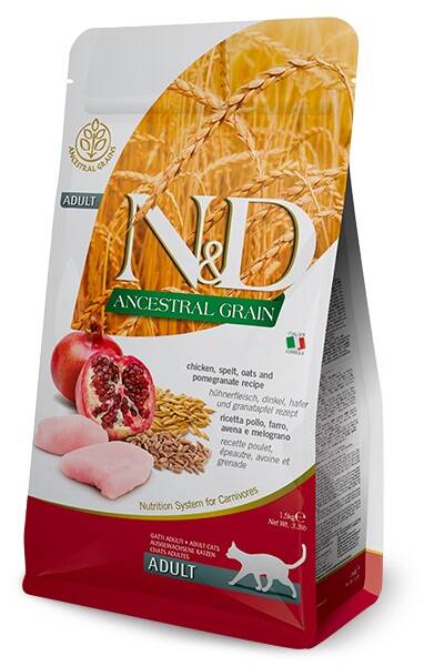 ND Ancestral Grain Az Tahıllı Tavuklu ve Narlı  Yetişkin Kedi Maması 1,5 Kg - 1